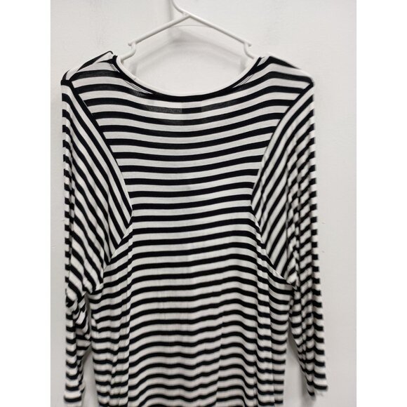 CAbi Womens Bistro Top Medium Black White Striped Jersey Casual 3/4 Sleeve #5588 - Picture 8 of 8